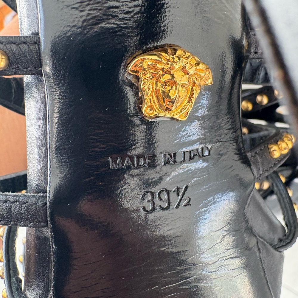 Versace Black Heels with Gold Studs - Picture 7 of 8